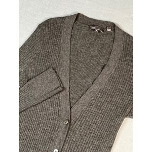 Vince Ribbed Longline Cardigan Sweater Duster Charcoal Gray Size Medium